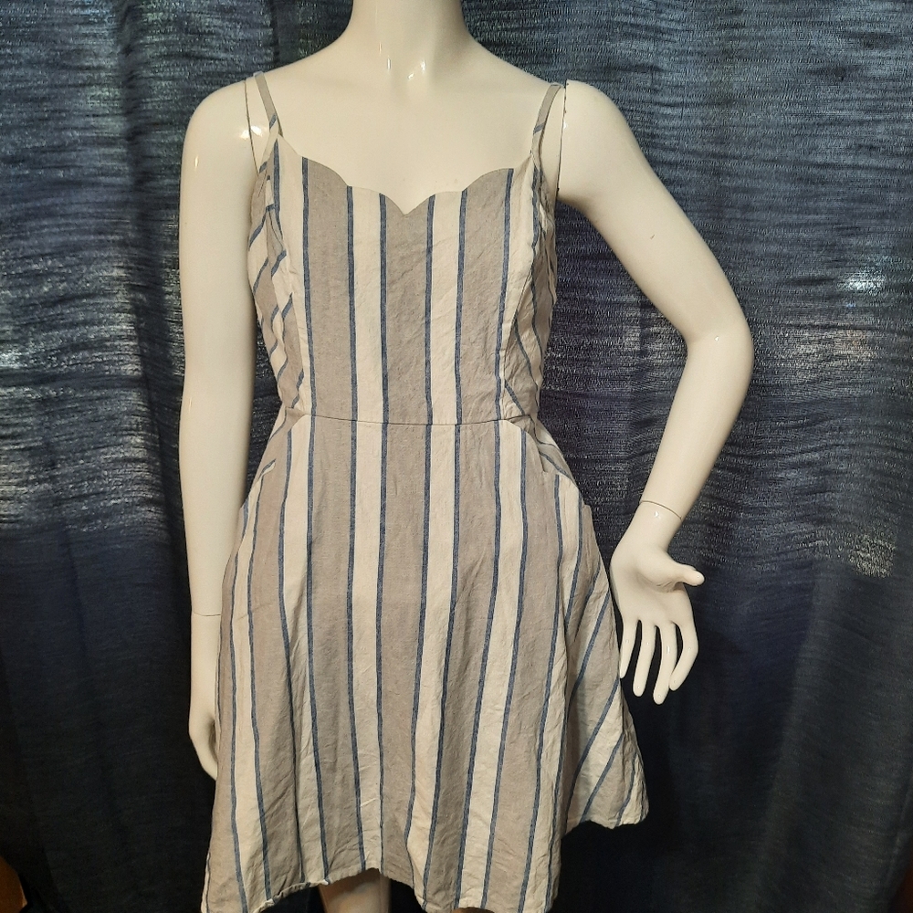 Market & Spruce Sleeveless Linen Blend Striped Dress